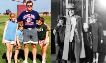 Allison's family standing in unplanned, almost identical positions.